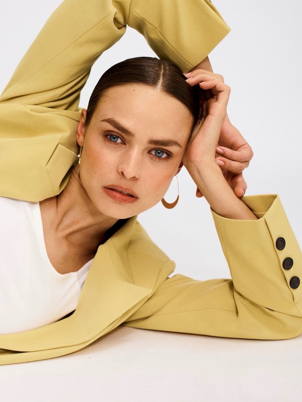 Avec Les Filles Mustardy Yellow Relaxed Lined Blazer